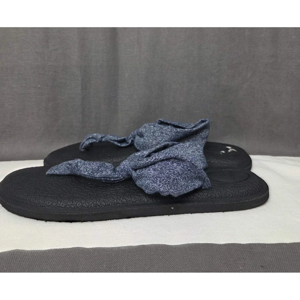 Sanuk Yoga Sling 2‎ Blue Heathered Knit Yoga Mat Footbed Sandals 1103948 Mens 8